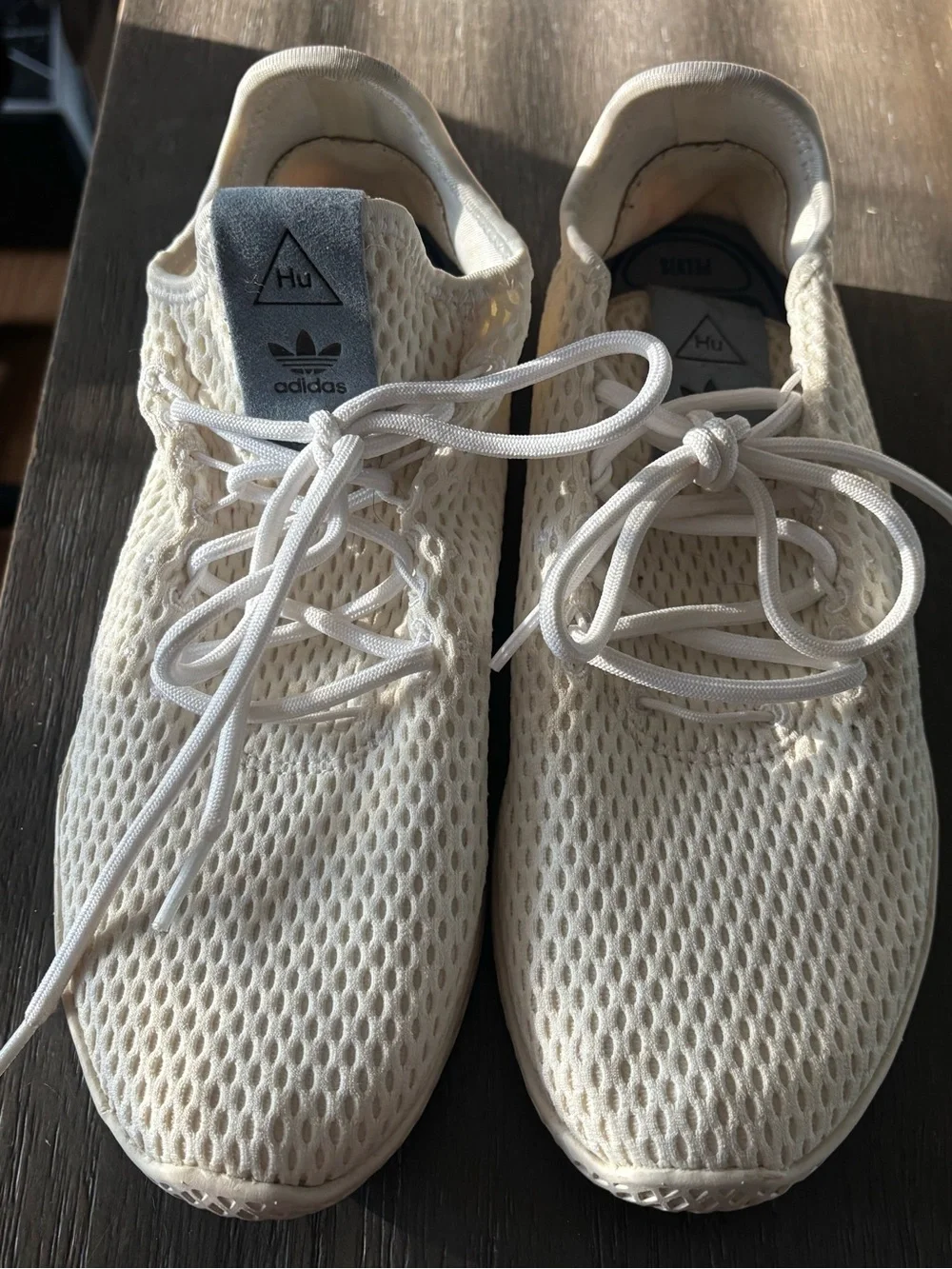 adidas Pharrell Williams Hu Men’s Cream Knit Lace-Up Sneakers